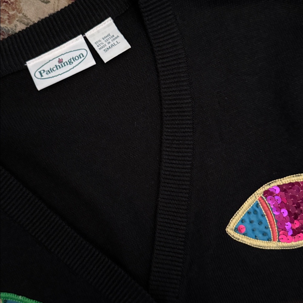 Patchington Black Sweater With Vibrant Sequin Det… - image 2